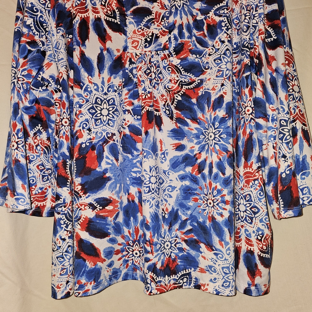 Ruby Rd. Blue And Red Patterned Blouse - image 2